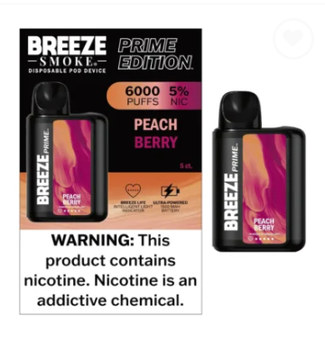 Breeze Prime Disposable Vape Peach Berry