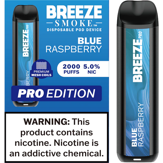 Breeze Blue Raspberry Pro Disposable Vape - 10 Pack