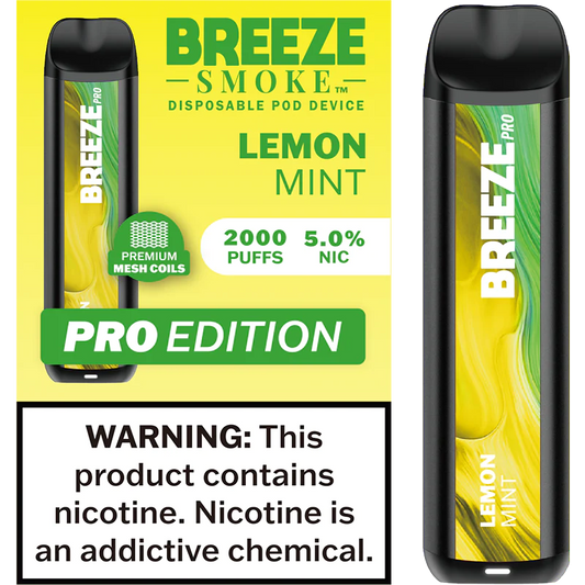 Breeze Lemon Mint Pro Disposable Vape - 10 Pack
