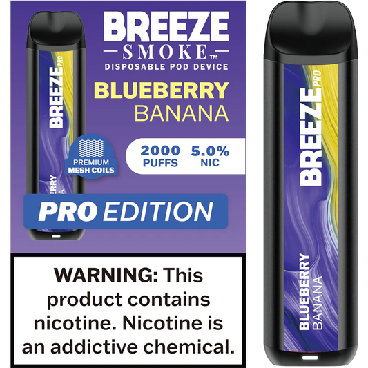 Breeze Blueberry Banana Pro Disposable Vape - 10 Pack