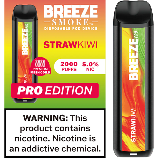 Breeze StrawKiwi Pro Disposable Vape - 10 Pack