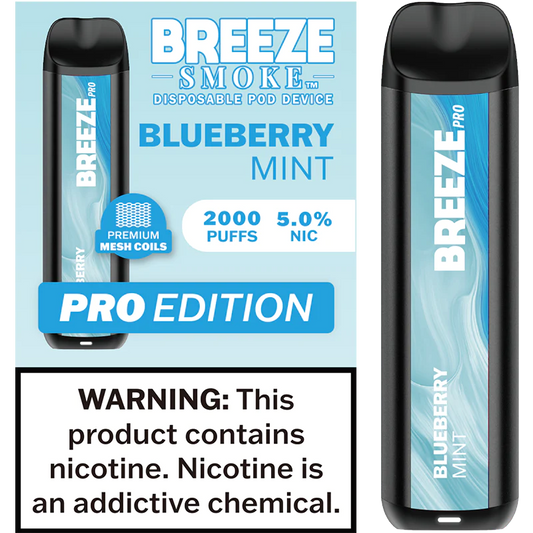 Breeze Blueberry Mint Pro Disposable Vape - 10 Pack
