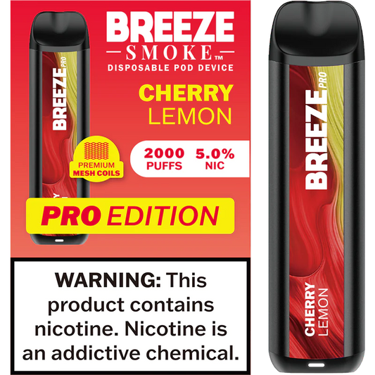 Breeze Cherry Lemon Pro Disposable Vape - 10 Pack