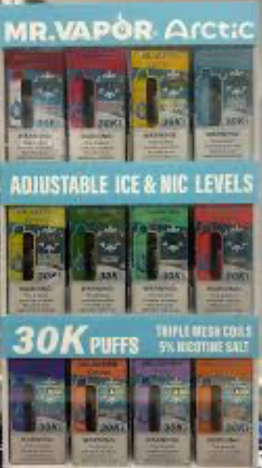 Mr Vapor Arctic Disposable Display Vape 30K 12 flavors 60ct
