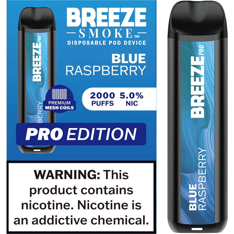 Breeze Blue Raspberry Pro Disposable Vape - 10 Pack