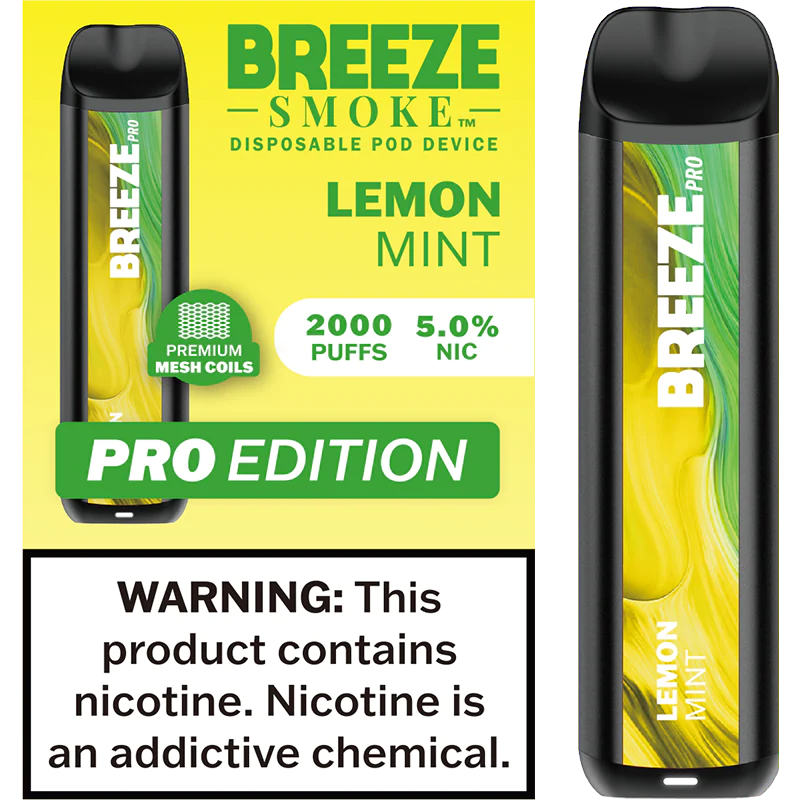 Breeze Lemon Mint Pro Disposable Vape - 10 Pack
