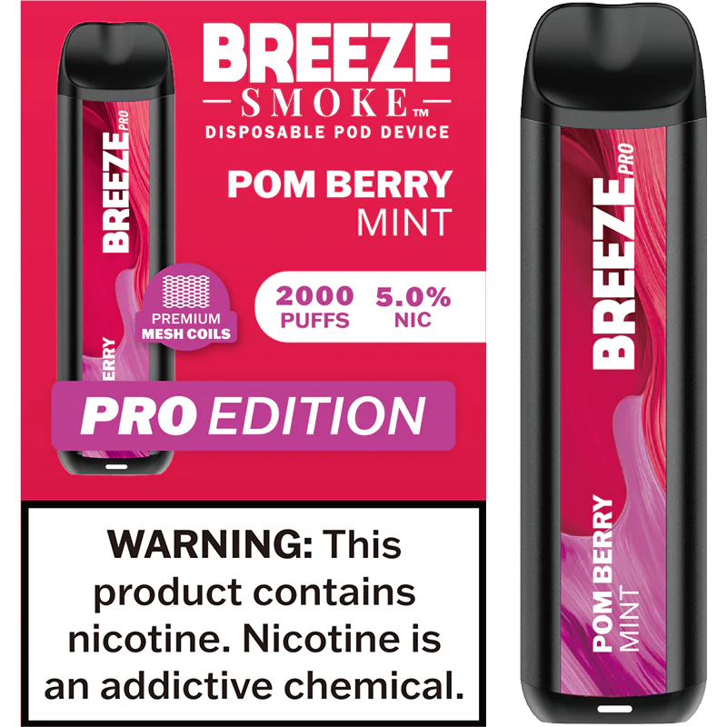 Breeze Pom Berry Mint Pro Disposable Vape - 10 Pack