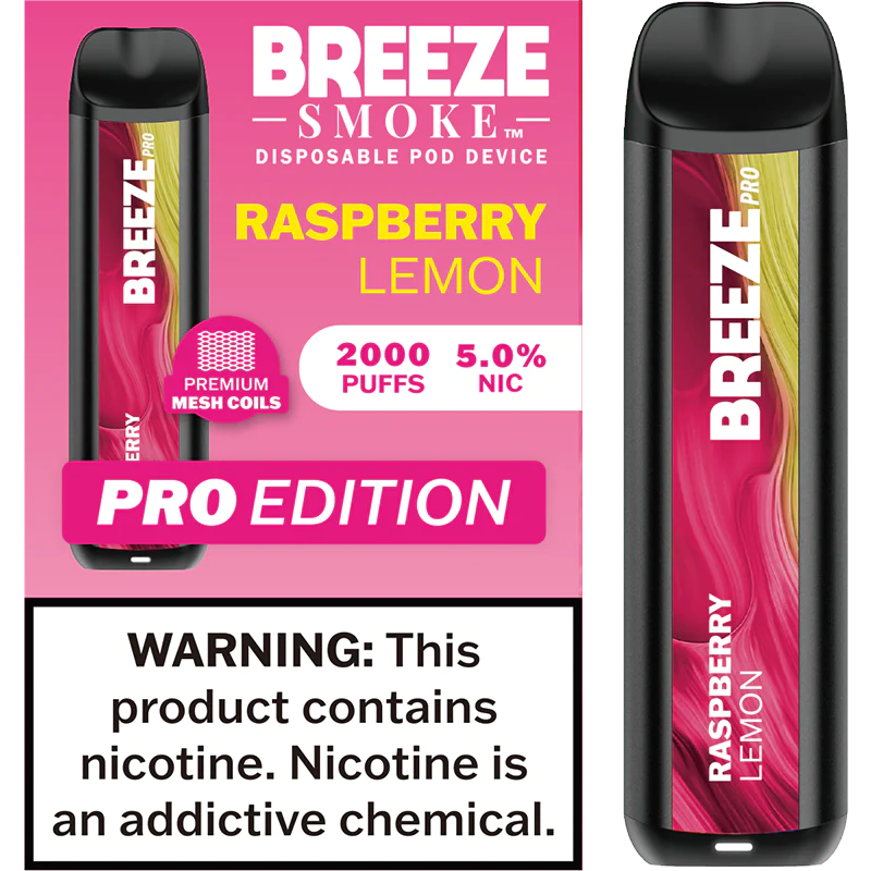 Breeze Raspberry Lemon Pro Disposable Vape - 10 Pack