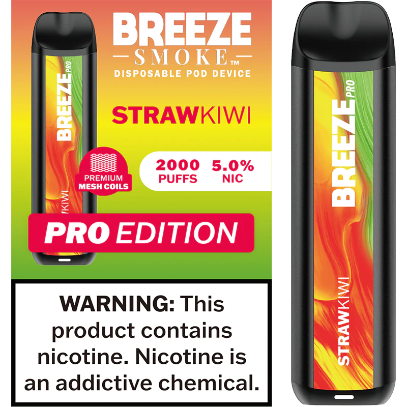 Breeze StrawKiwi Pro Disposable Vape - 10 Pack