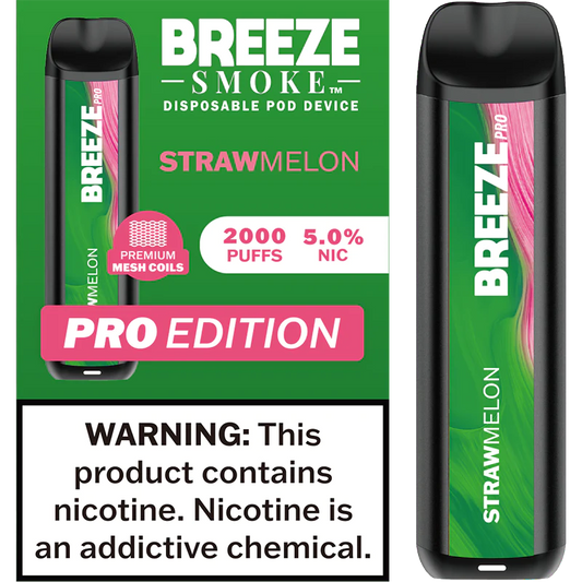 Breeze StrawMelon Pro Disposable Vape - 10 Pack
