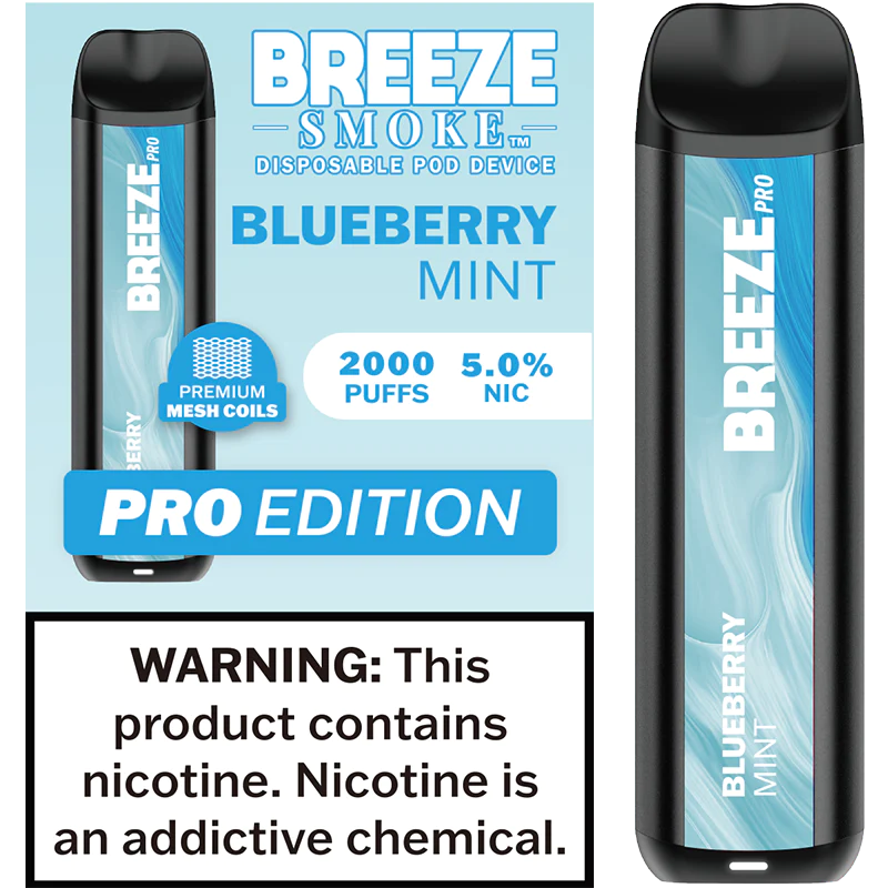 Breeze Blueberry Mint Pro Disposable Vape - 10 Pack