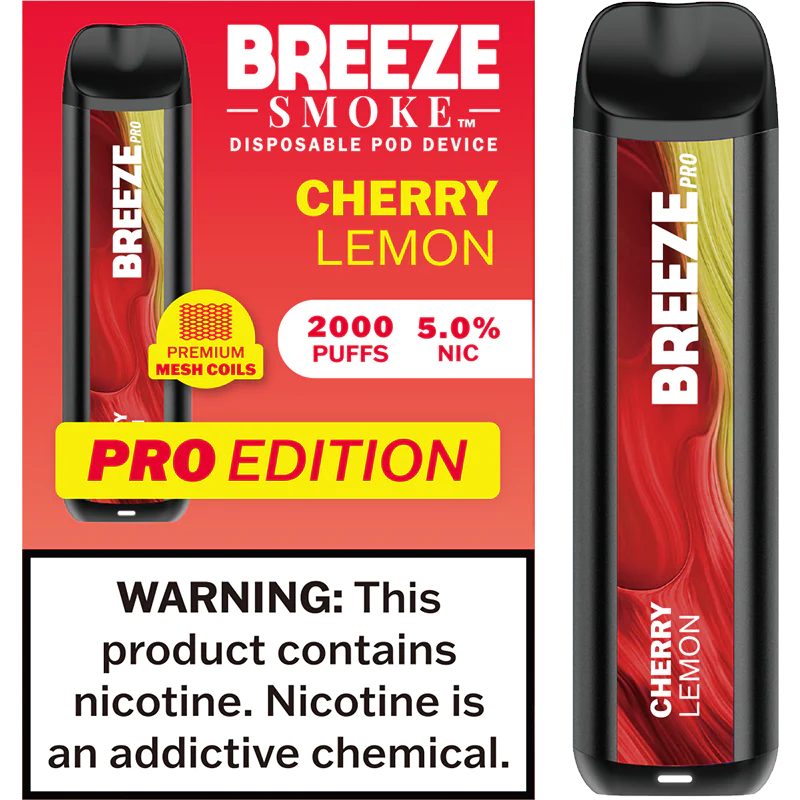 Breeze Cherry Lemon Pro Disposable Vape - 10 Pack